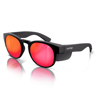Cruisers Matte Black Frame Mirrors Red Polarised Safety Glasses
