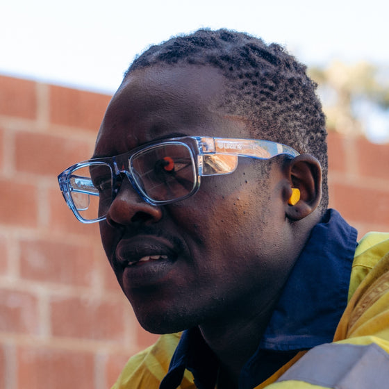 Fusions Blue Frame Tinted Lens Safety Glasses