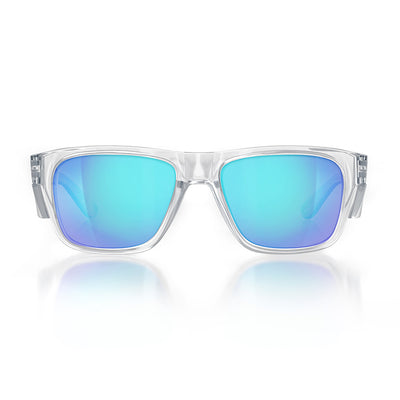 Fusions Clear Frame Mirrors Blue Polarised Lens