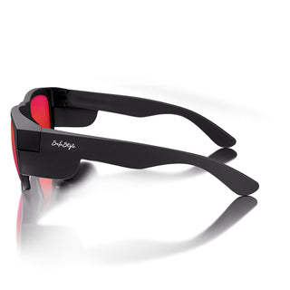 Fusions Matte Black Frame Mirrors Red Polarised Lens Safety Glasses